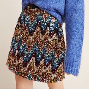 maeve by anthropologie zig zag sequin skirt size 0